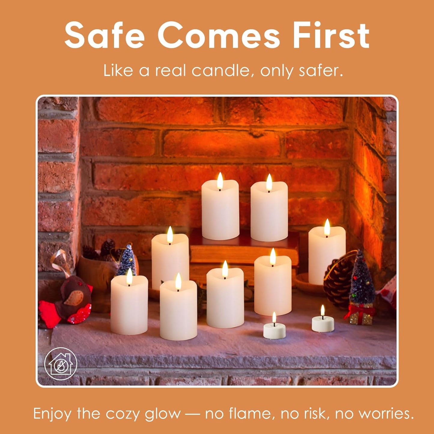 Eywamage White Flameless Votive Candles with Remote Batteries, 2x3 inch Flickering Small LED Wax Pillar Candles 6 Pack