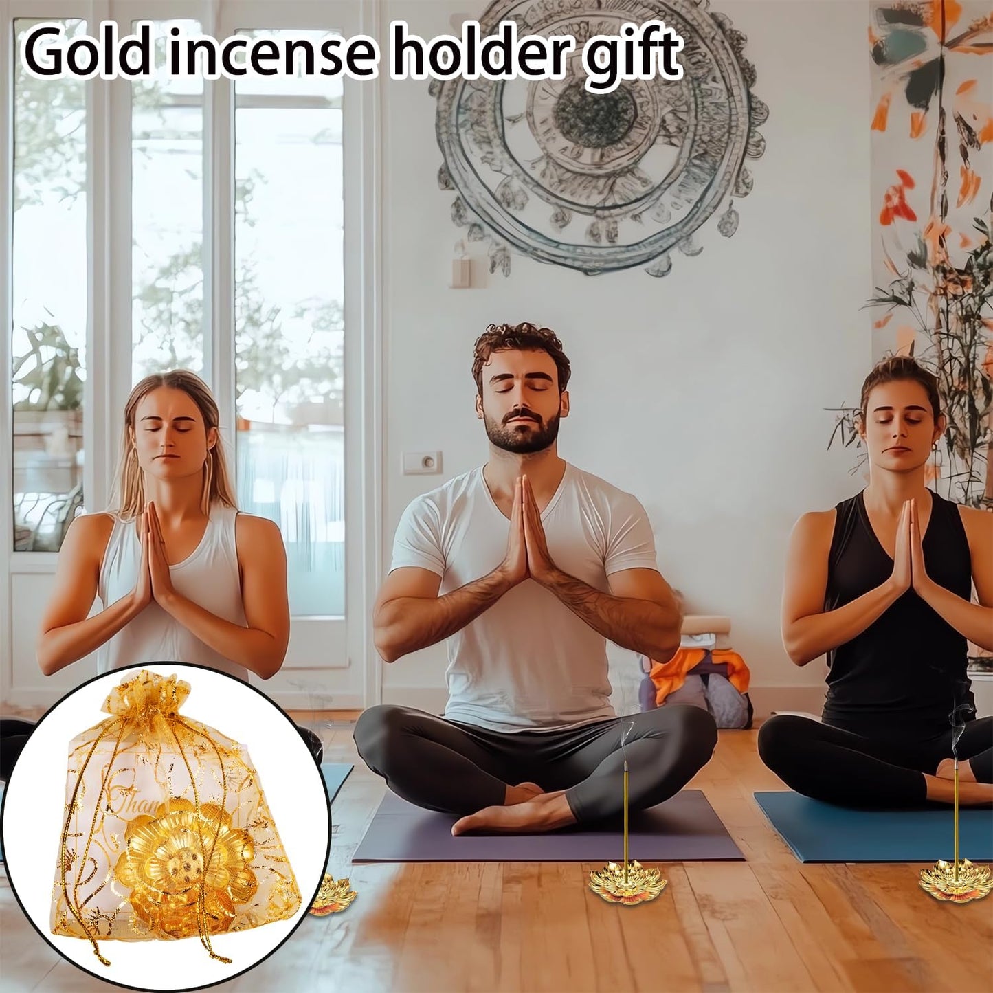 120 Pack Diwali Gifts Bulk with 30 Lotus Incense Holders, 30 Mini Golden Ganesha Ornaments, Organza Bags & Thank You Cards – Indian Return Gifts for Pooja, Festivals & Celebrations (Golden Set) (30)
