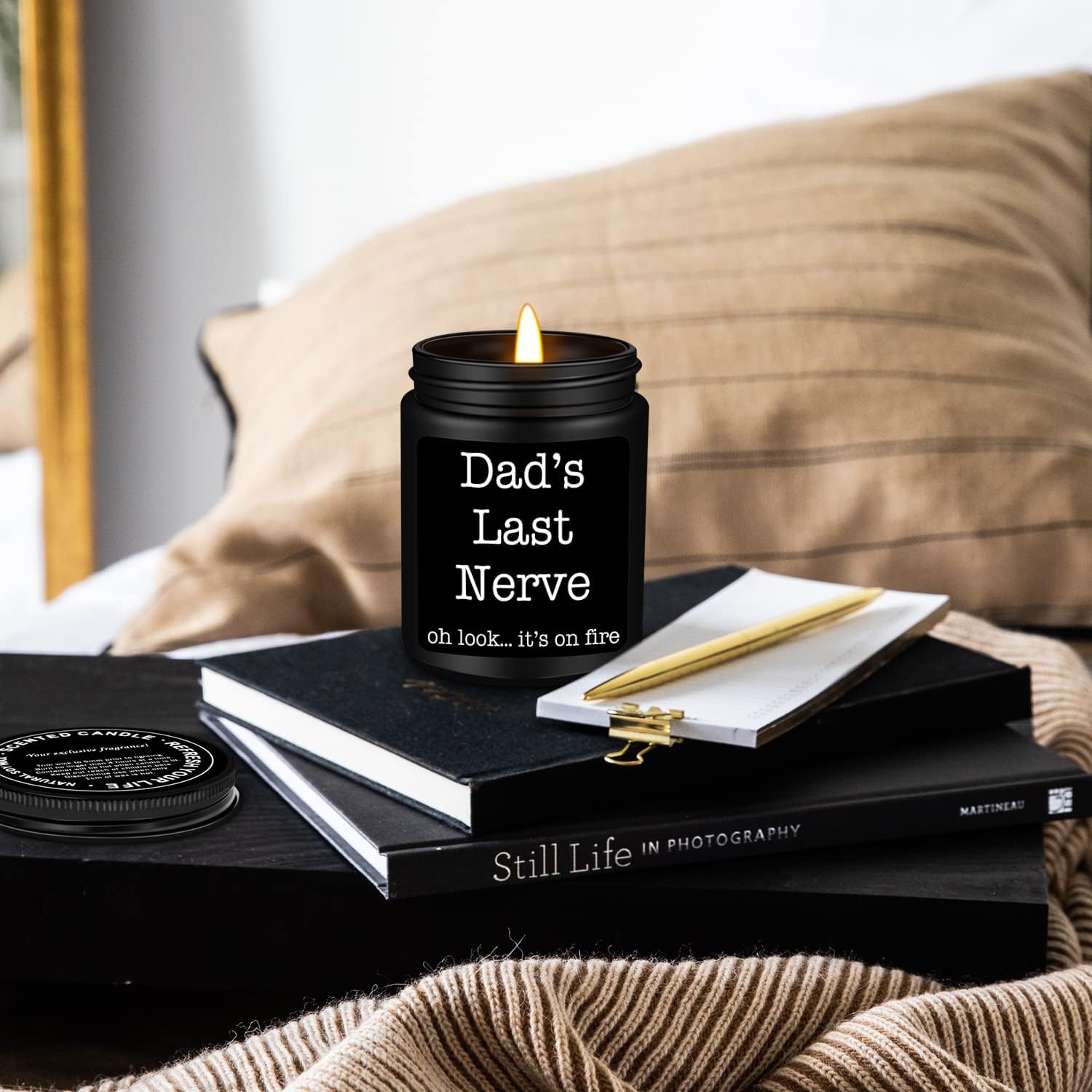 Homsolver Dad Gifts from Daughter Son, Gift for Dad Who Wants Nothing, Birthday Fathers Day Christmas for Stepdad Adoptive Father, Dad's Last Nerve Sandalwood Scented Candle