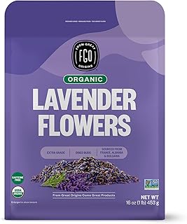 FGO Organic Dried Lavender Flowers, Extra Grade Dried Buds, Imported From France for Culinary or Sachet Bags, 16oz Bulk, Packaging May Vary (Pack of 1)