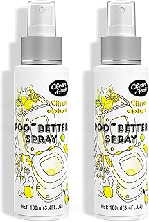 Clean-n-Fresh Toilet Spray, 6.8 Fl.oz Poo Spray | Up to 400+ Uses, 100% Natural Plant Essential Oil Citrus Scent, Bathroom Deodorizer