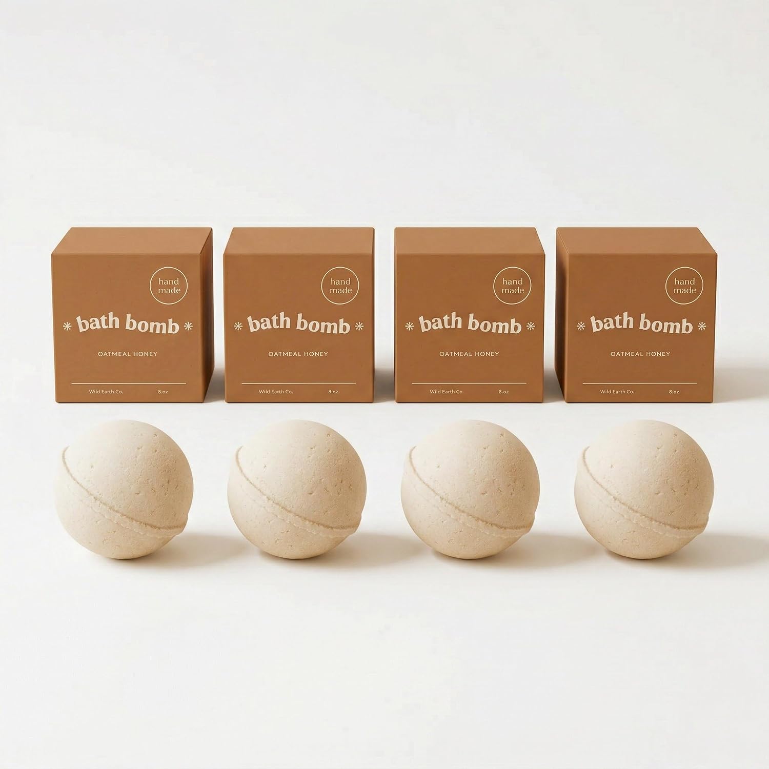 Unboxme Gifts Bath Bombs for Women - 4 Pack Large 8 oz Shea Butter Spa Gift Set, Moisturizing Fizzy Bath Bombs, Oatmeal Scent