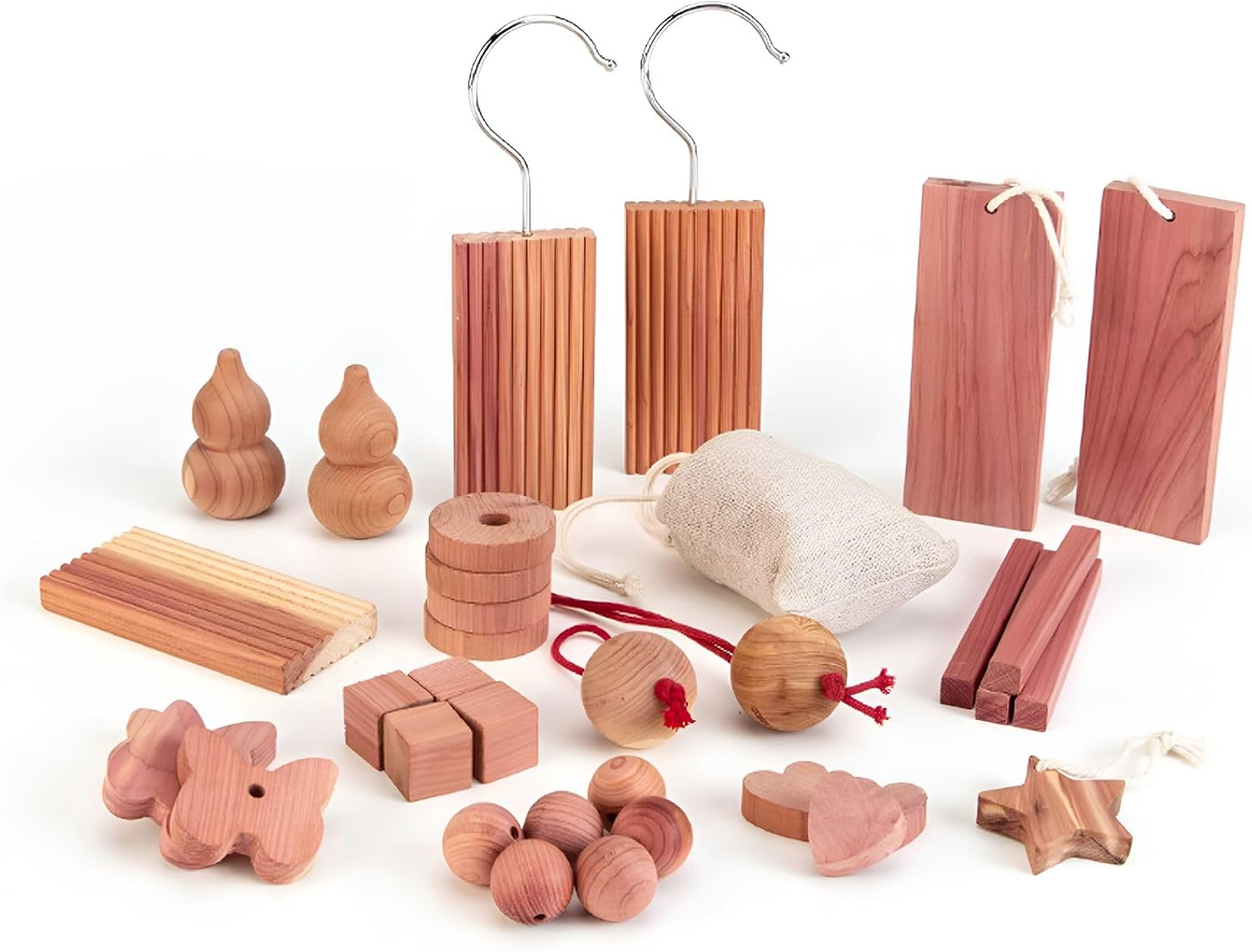 2026 New Cedar Blocks for Clothes Storage, Aromatic Cedar Wood for Closets and Drawers, Cedarwood Hangups with Hook, Scent Sachets Bags Cedar Closet Freshener, 16 Pack