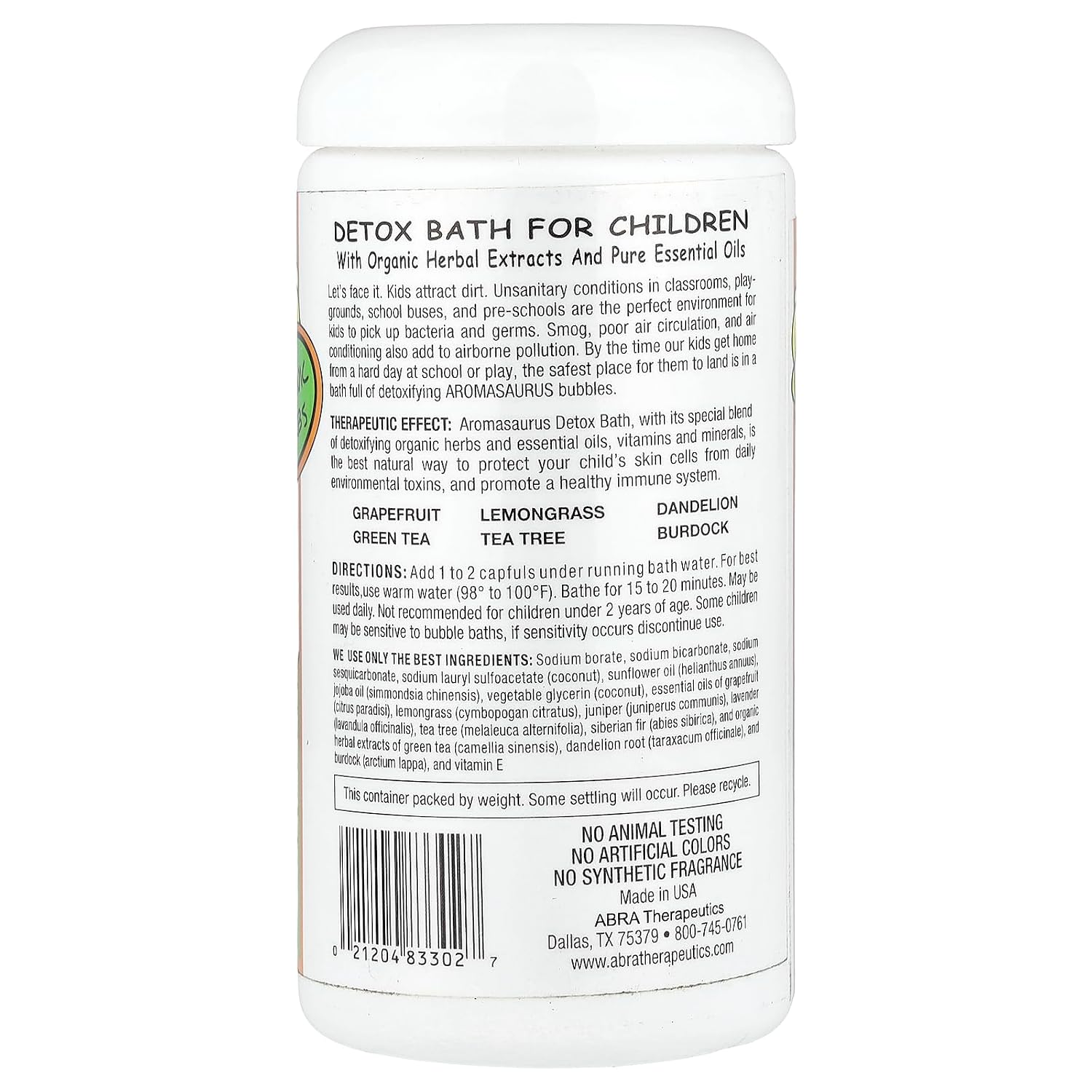Abra Therapeutics Aromasaurus® Detox, Aroma Therapy Bubble Bath for Children, 16 oz (454 g)