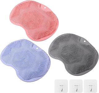 3PACK Silicone Shower Foot Scrubber,Wall Slip Suction Cups Body Scrubber | Silicone Shower Foot Brush Pad,Use in Cleaner For Women and Men By RARKVEN