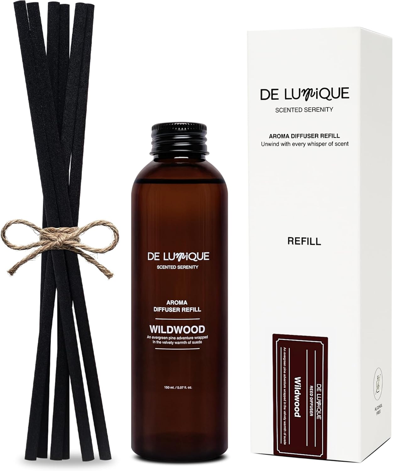 Wildwood Scent Reed Diffuser Refill, Premium Essential Oils, 150ml/5.07 fl oz, Long-Lasting 8-12 Weeks