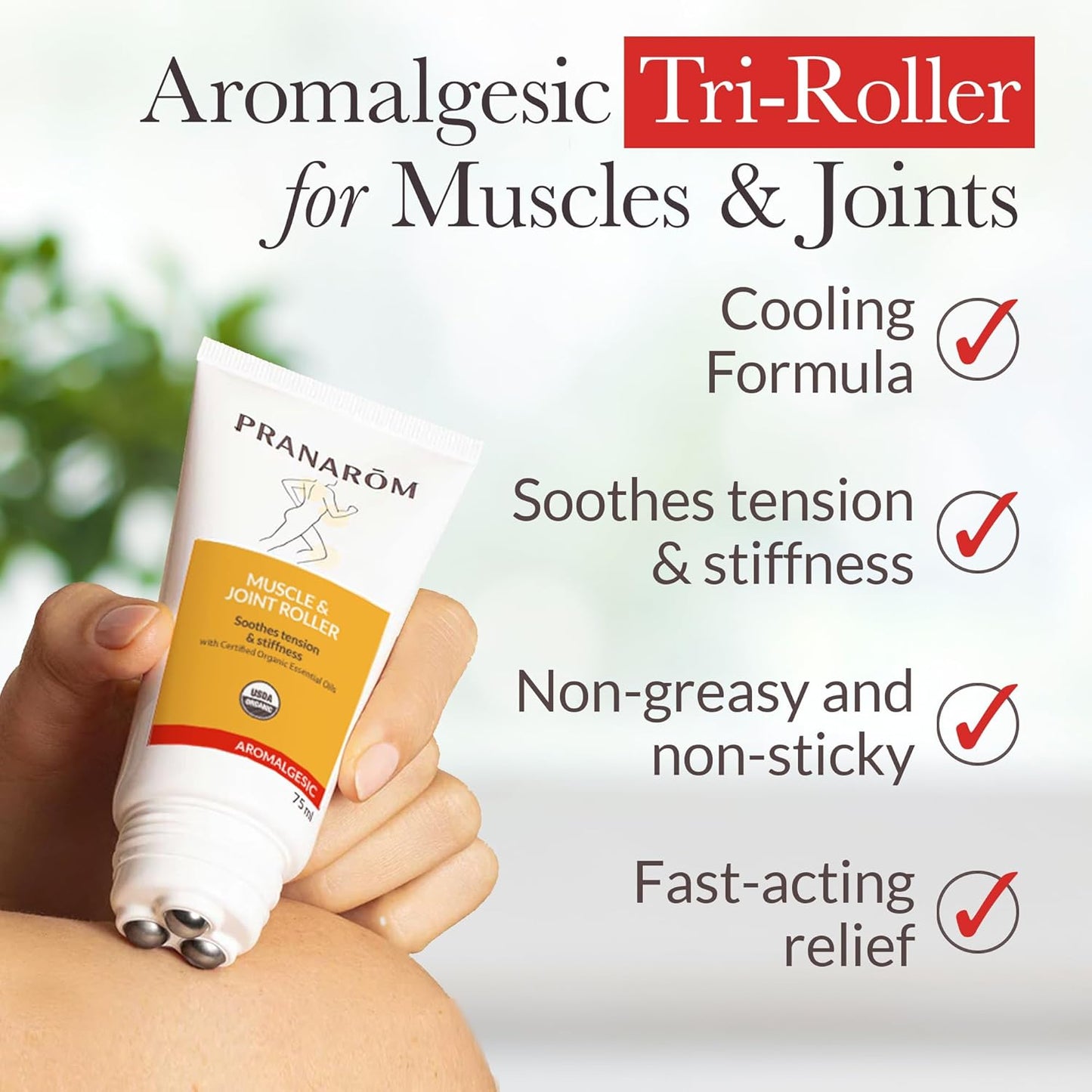 Pranarom - Aromalgesic Muscle & Joint Roller 75ml - Active Individuals- Tri-Roller Applicator, Essential Oil Blend, Organic Non-Greasy Formula, Relaxation, Meditation