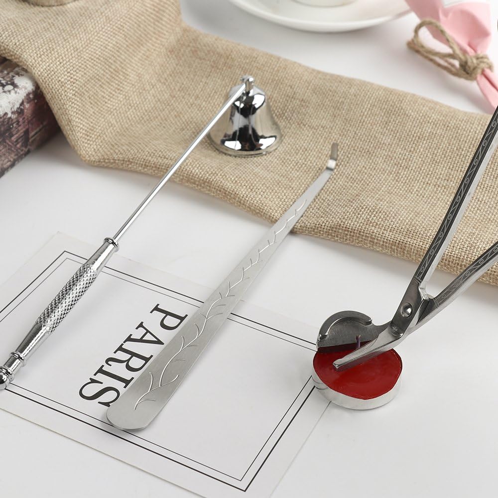 Candle Accessory Gift Pack,3 in 1 Candle Accessories Set with Candle Bell Snuffers, Wick Trimmer and Candle Wick Dipper