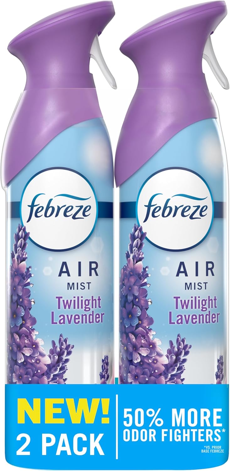 Febreze Air Mist, Air Freshener Spray, Odor Fighting Room Spray, Deodorizer for Home Bathroom Kitchen Office Apartment Dorm Room Classroom, Twilight Lavender Scent, 8.1oz (Pack of 2)