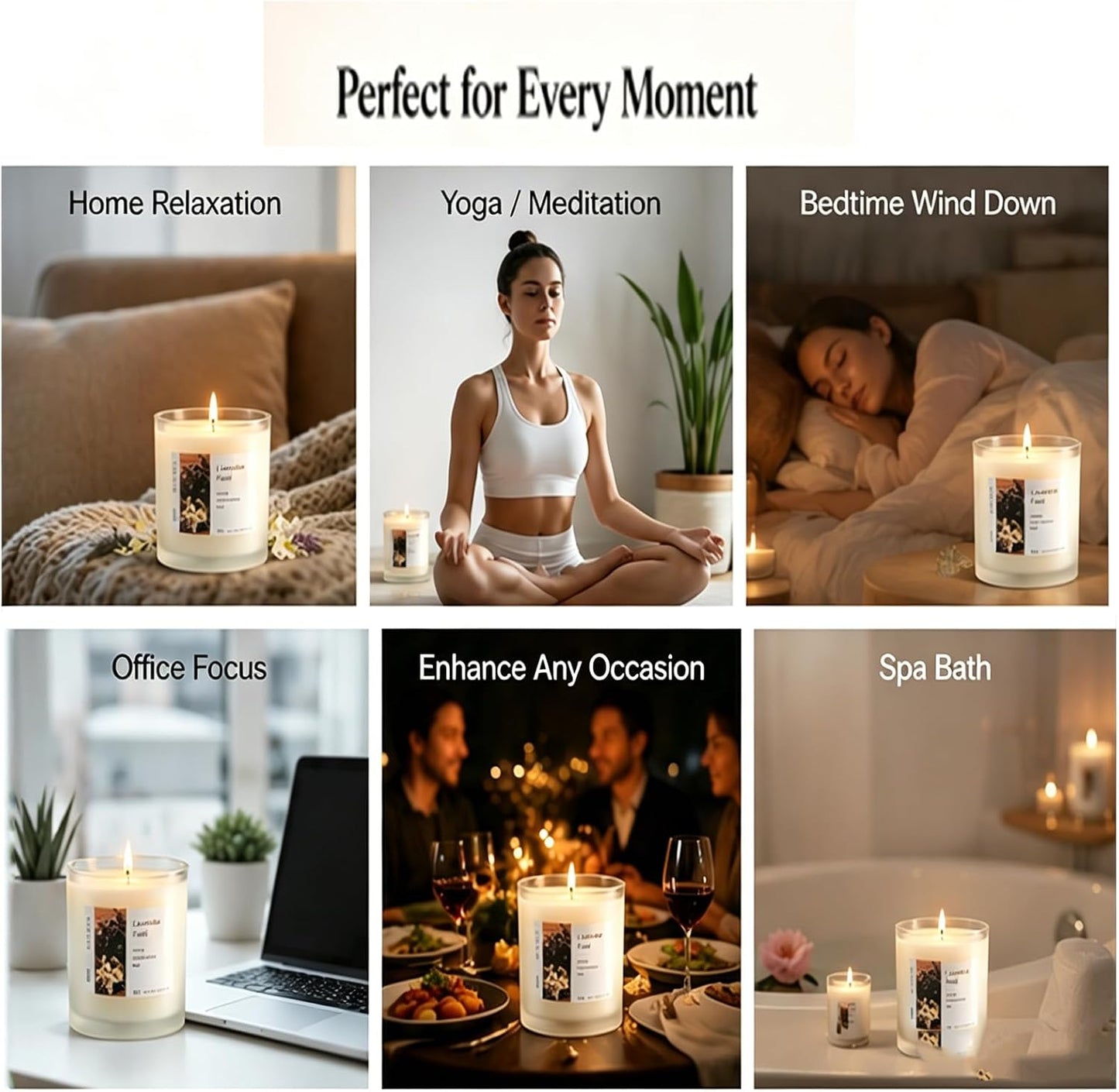 Lavender Scented Candle for Sleep & Relaxation, Natural Soy Wax Candle with Cotton Wick, 50 Hour Soy Candle Clean Burn Aromatherapy Candle for Home, Yoga, Spa & Gifts Meditation & Stress Relief