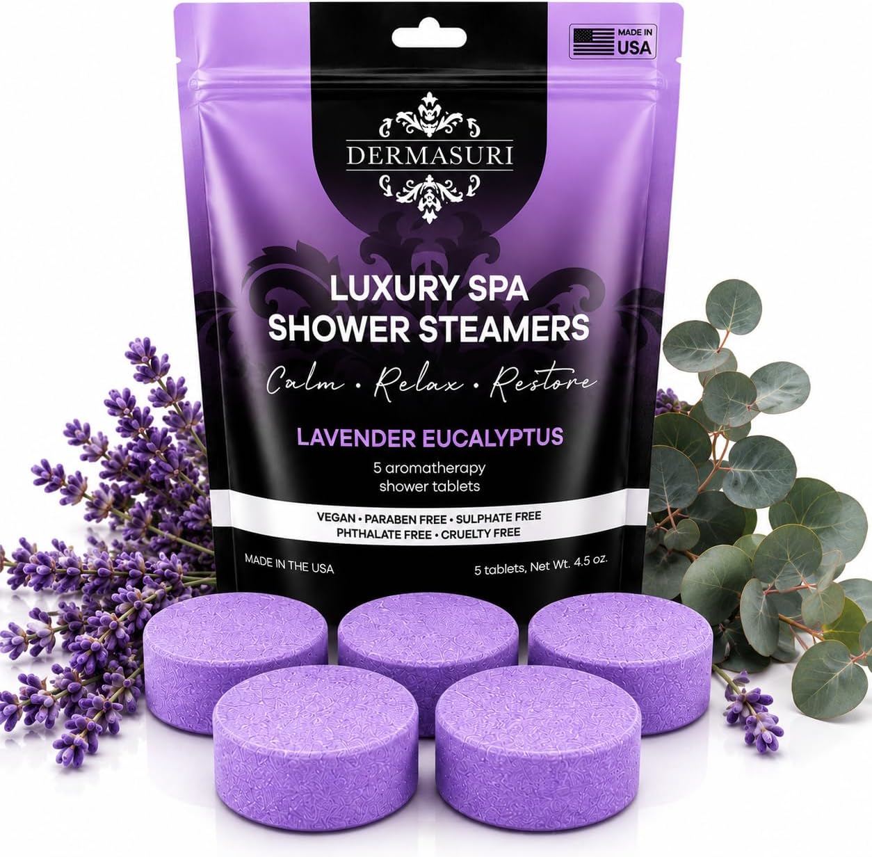 Shower Steamers Aromatherapy, Essential Oil Pods Infused for Relaxation, Shower Pods Aromatherapy - Calming, Stress Relief & Self Care Gifts for Women - Lavender Eucalyptus