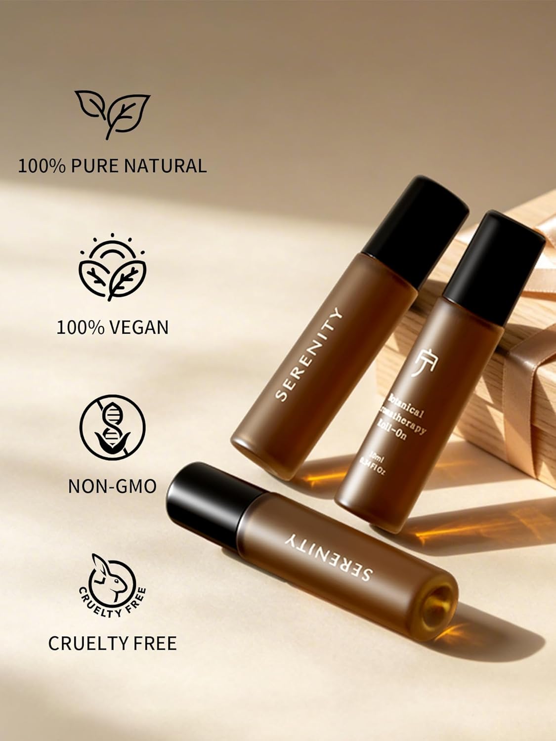 Serenity Calming Roll-On Essential Oil Blend for Stress Relief - with Lavender, Frankincense & Myrrh - 10ml Travel Size, Prediluted & Skin-Safe for Relaxation & Aromatherapy