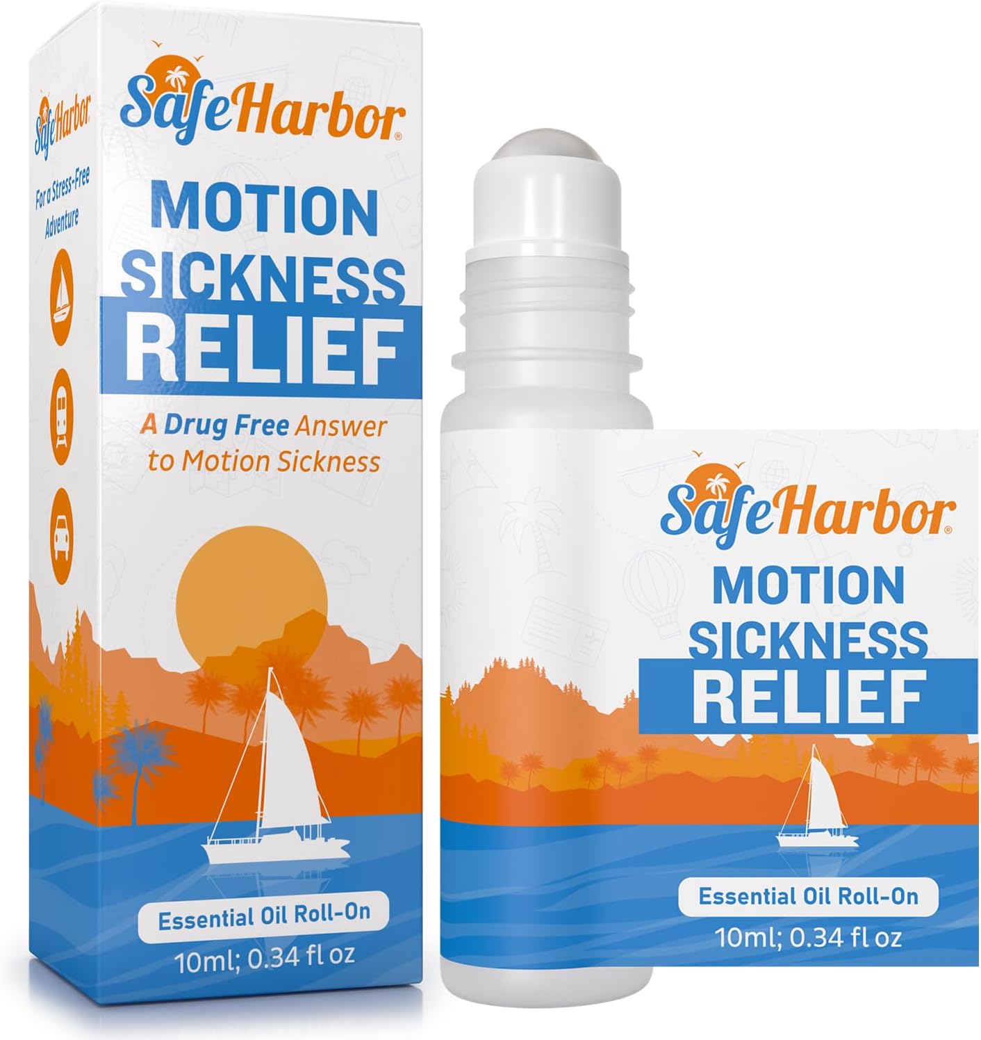 SafeHarbor Motion Sickness Relief Roll-On | Anti Nausea Essential Oil for Sea Sickness, Dizzy & Carsick Relief in Children and Adults, Your Cruise Ship Essential | 100% Natural, Drug Free (10 ml)