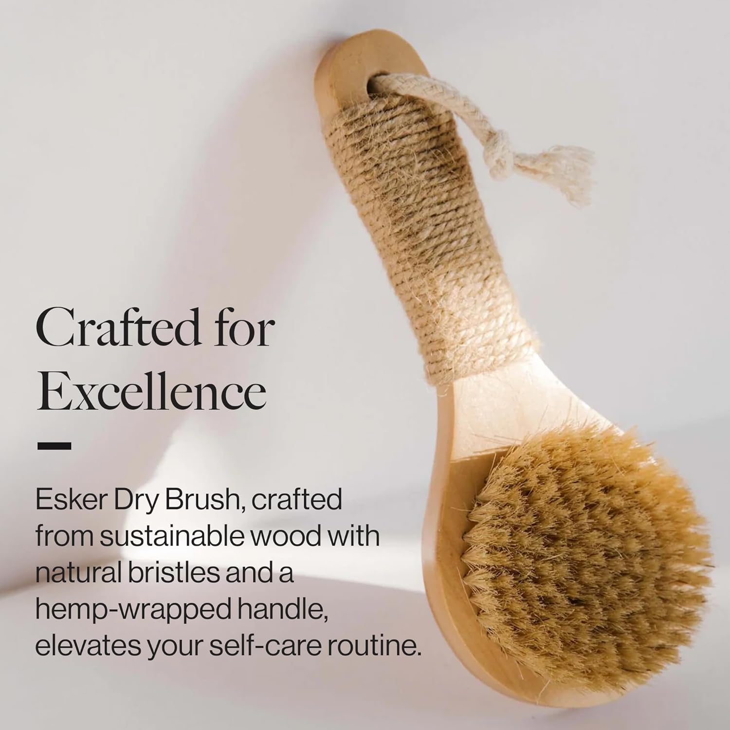 Esker Dry Brush | Lymphatic Drainage Massager and Exfoliating Body Scrubber | Body Scrubber Exfoliator | Natural Bristles | Daily Shower and Bath Ritual