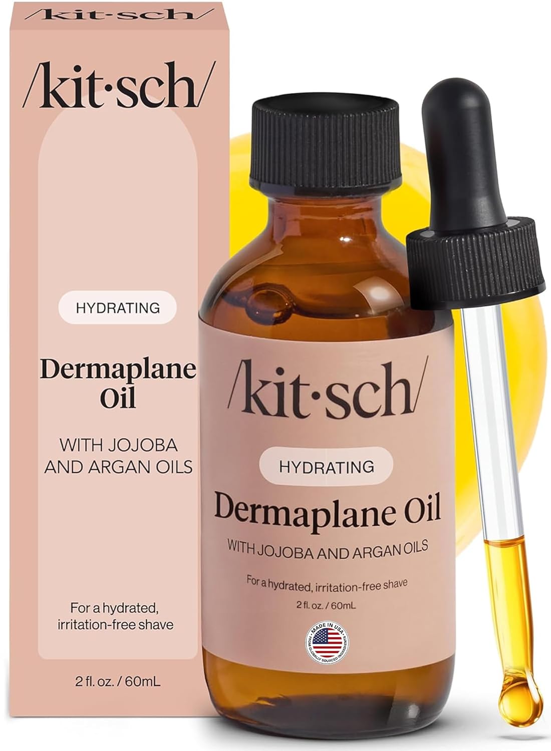 Kitsch Dermaplane Face Oil with Jojoba & Argan Oil – Hydrating Facial Formula for Dermaplaning Tool, Gua Sha & Razor Use – Irritation-Free Shave Oil for Soft, Radiant Skin – 2oz