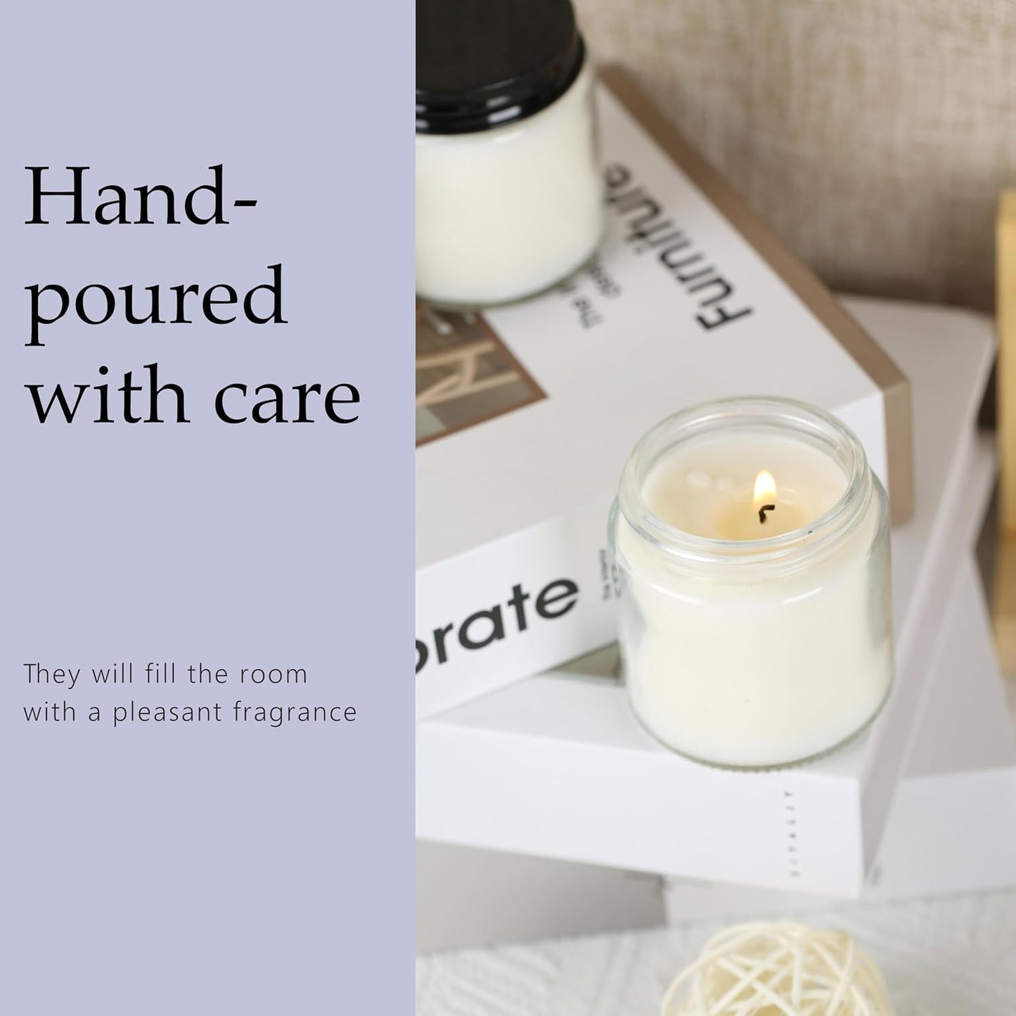 24 Pcs 4 Oz Mason Jar Candles, Lavender Scented Soy Candles Bulk Set for Stress Relief and Relaxation, Great Favors for Wedding, Christmas, Housewarming Gifts (Black, Lavender, 24)