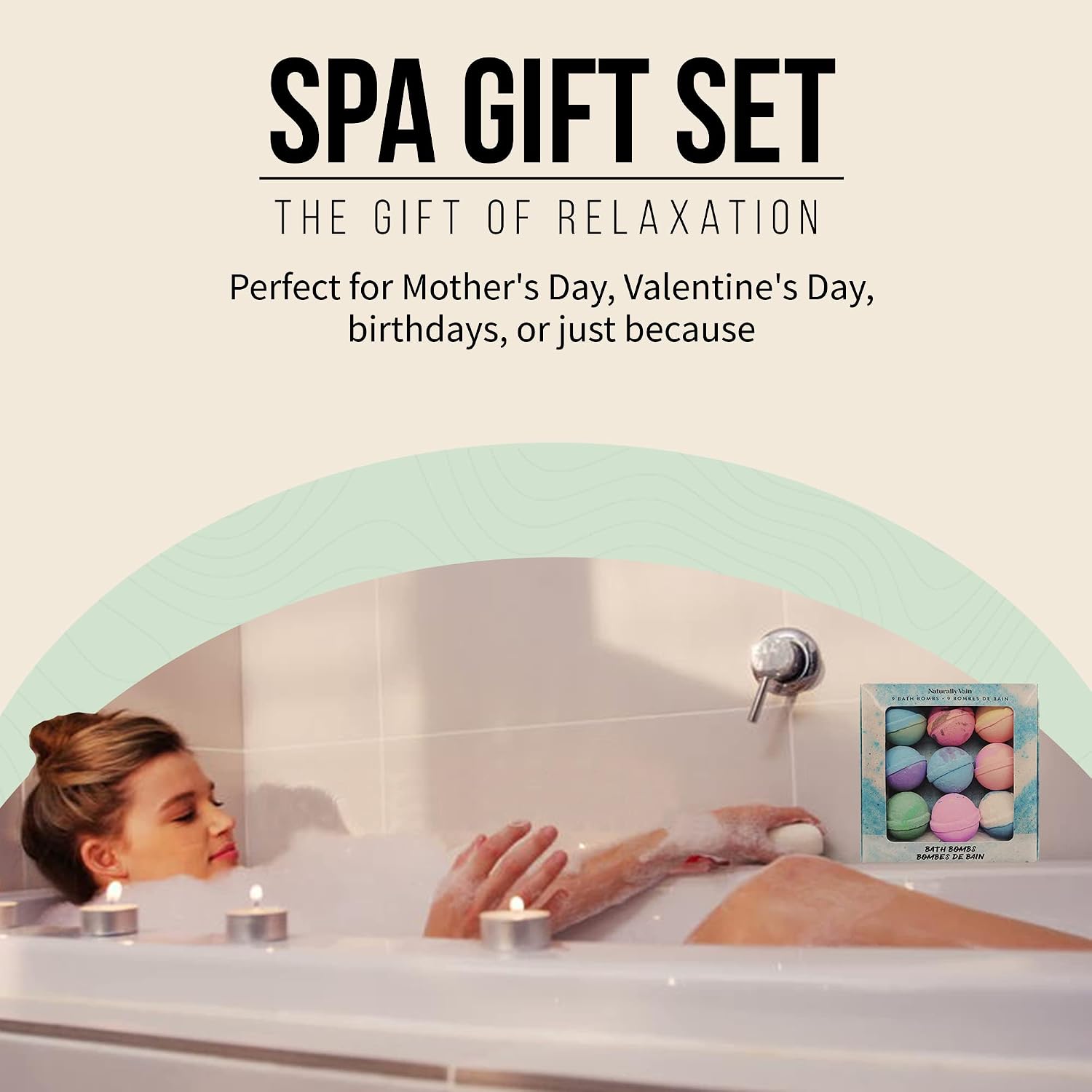 Bath Bomb Set, Handmade, Non-Staining, Sulfate-Free, Natural Luxury Bath Fizzies, Aromatherapy Spa Gift Set, Assorted Scents, 9-Pack