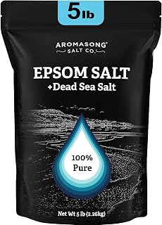 Aromasong Epsom Salt with Dead Sea Salt for Soaking - Bulk 5 Lb - 100% Pure Bath Salt, Foot & Muscle Soak