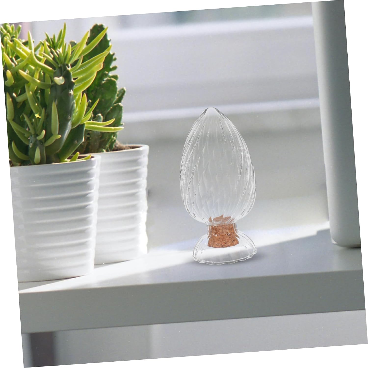 Cabilock Helix Shaped Match Holder Clear Glass Match Sticks Cloche Empty Upside Down Holder Jar for Dining Table Fireplace Bathroom Decoration