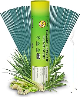 Mosiller Incense Sticks 120 PCS, Contain Natural Plant Essential Oils Such as Citronella, Rosemary, and Lemongrass, Safe for Pets, Suitable for Indoor, Patios, Fishing, Camping