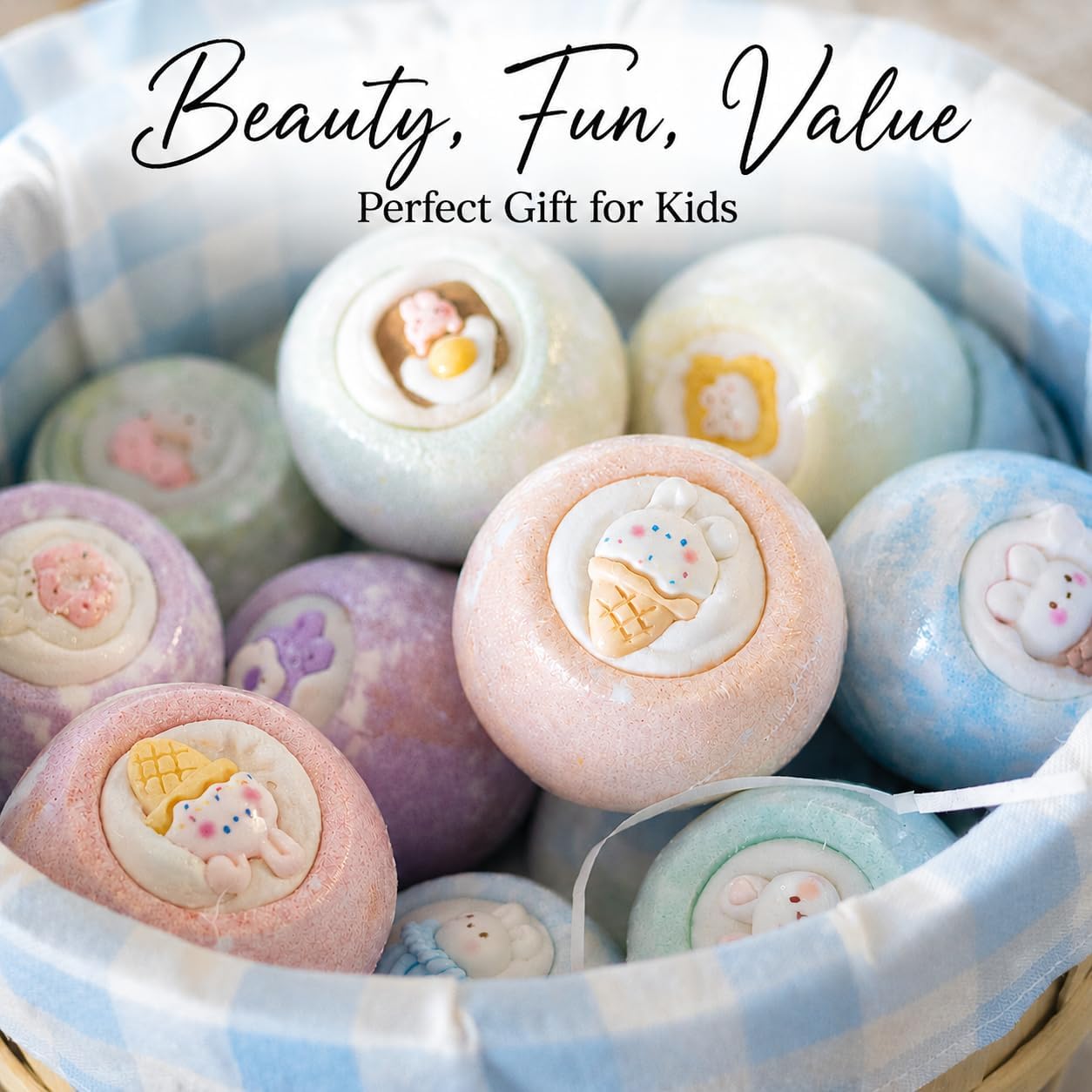 EvolutionUSA 12 Bloom Bath Bombs with Toys - Adorable Girl Bath Bomb Set, Bubbly Kids Bathbombs, Fizzy Bath Ball, Kids Bath Bombs for Girls, Childrens Bath Bomb Set Easter, Birthday, Christmas Gift