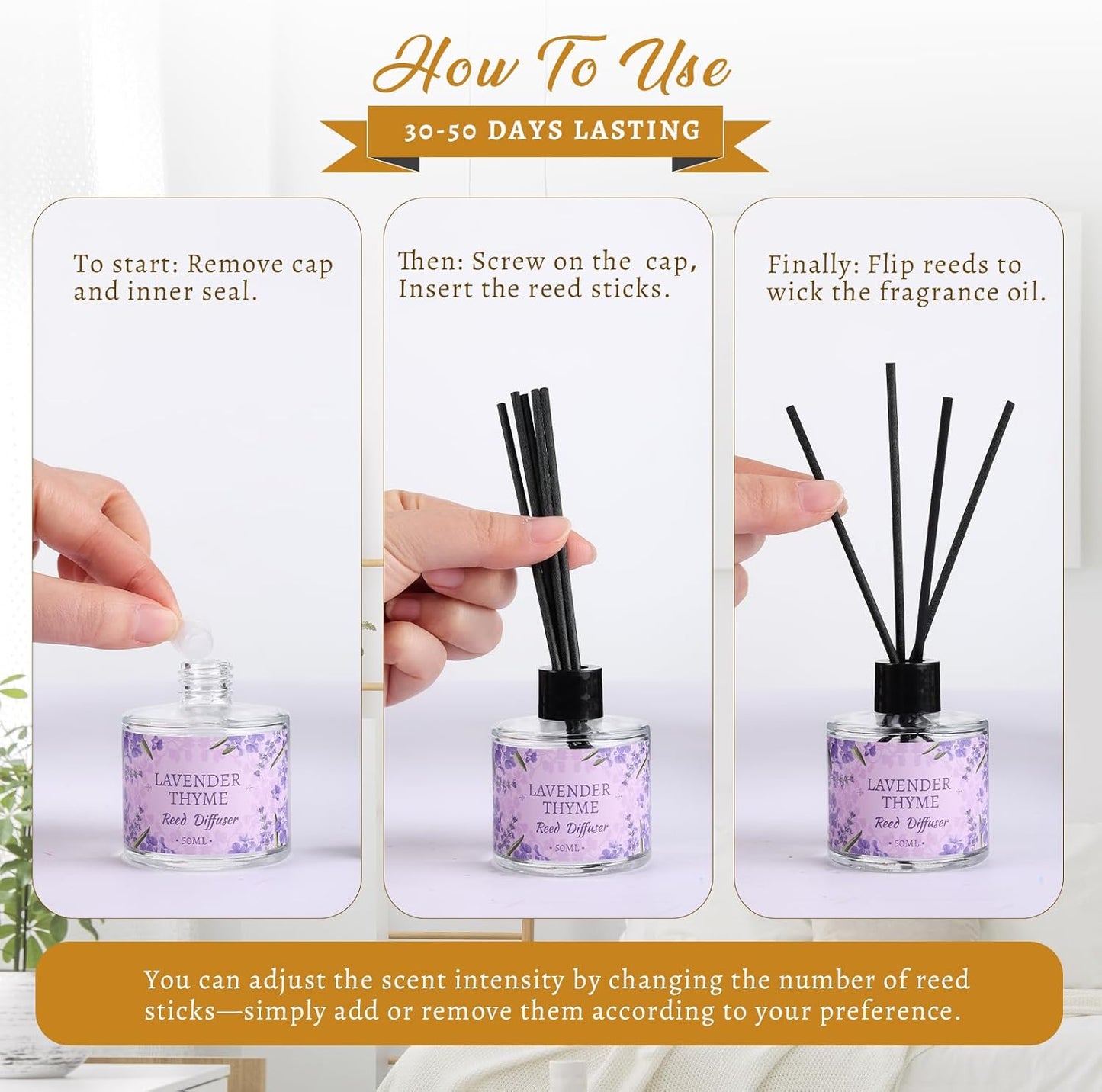 6 Pack Reed Diffuser Sets, Essential Oil Reed Diffusers for Home with 24 Sticks, Long Lasting Scent, Gift Ready Fragrance Diffuser for Bedroom, Bathroom, Office, Home Decor (1.69oz Each)