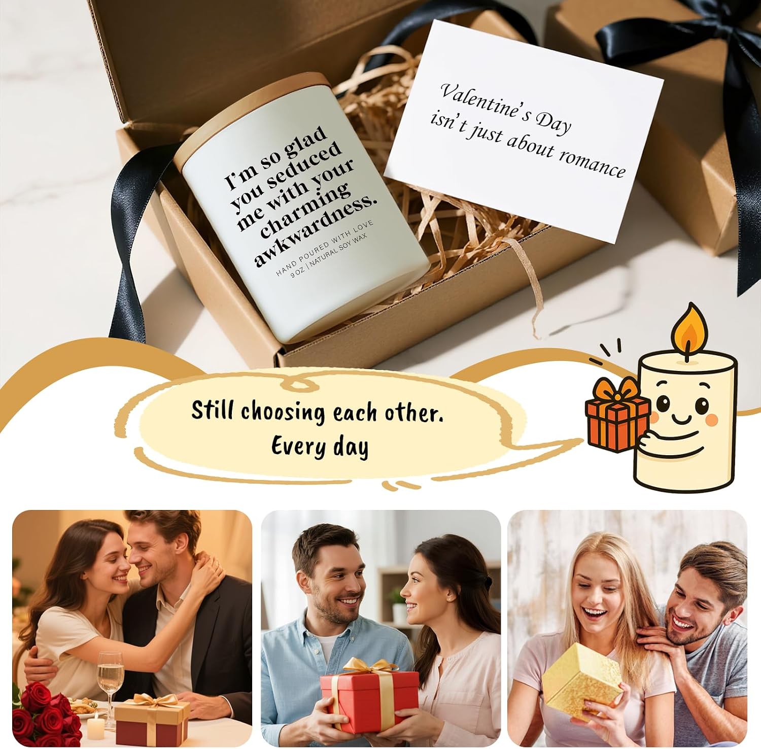 Gifts for Him Her Couples Valentine’s Day Candle – Cute & Funny Gift for Boyfriend, Girlfriend or Partner Anniversary Valentine Birthday Gift Hand-Poured Soy Wax Scented Candle for Couples