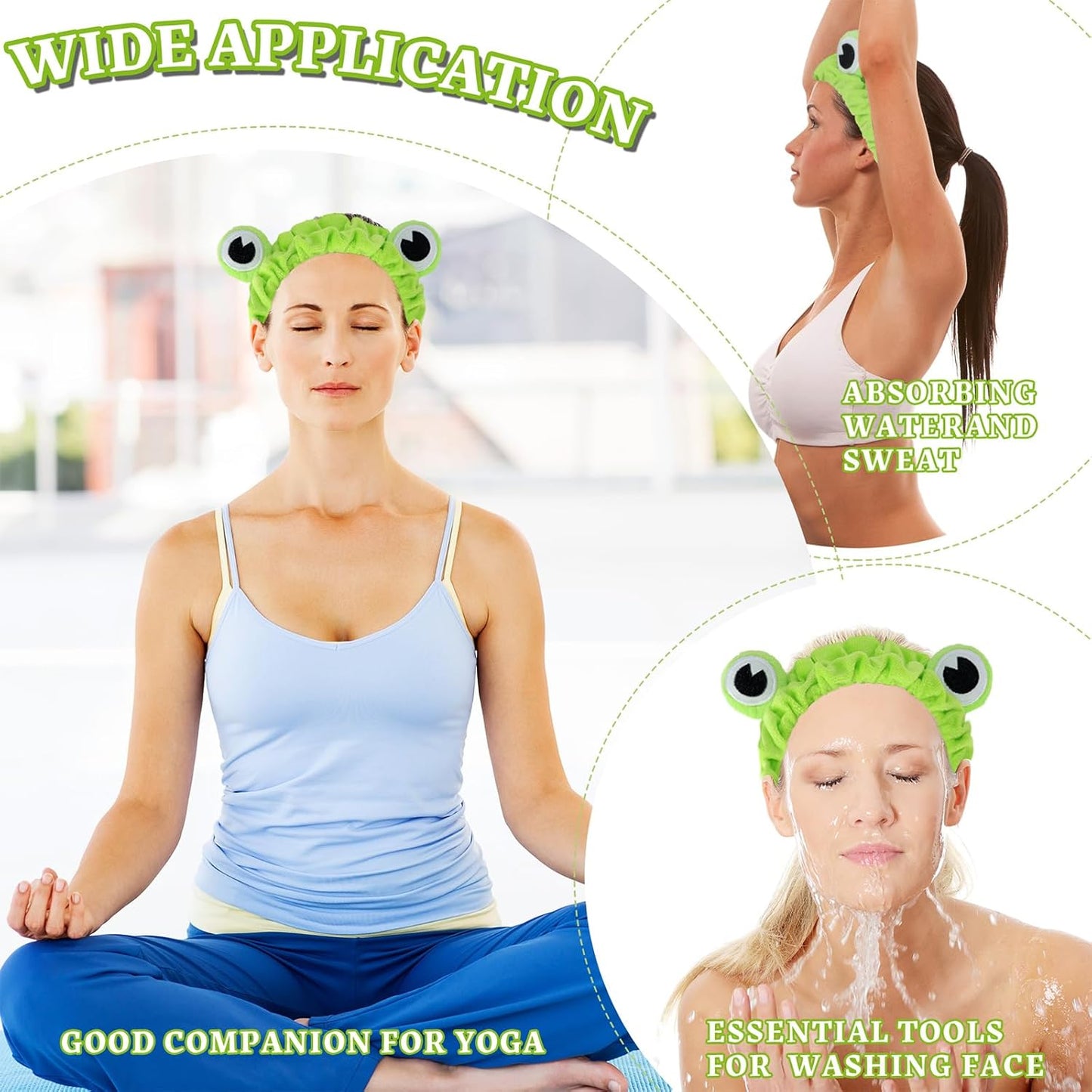 Jowmoy Green Frog Eye Elastic Headband - Versatile for Spa, Skincare, Makeup, Face Wash, Fun Gift for Women (1 Pack)