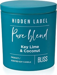 Hidden Label Scented Candles, Key Lime & Coconut Large Candle 14oz 2 Wick, Pure Blend Collection Soy Candles for Home, Gifts for Women