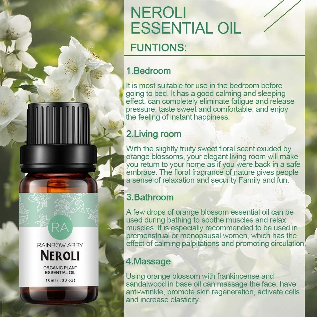 Neroli Essential Oil 100% Pure Oganic Plant Natrual Flower Essential Oil for Diffuser Message Skin Care - 10ML