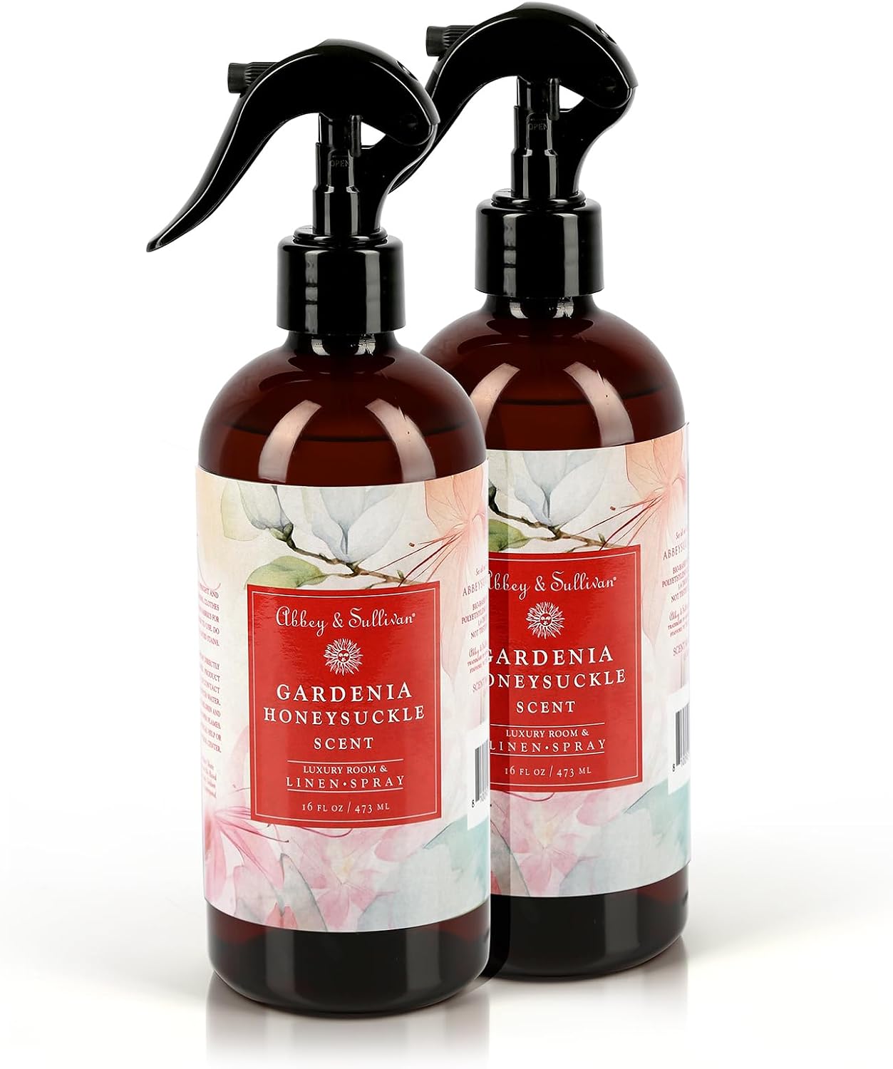 Abbey & Sullivan Linen Spray, Gardenia Honeysuckle, Fabric Freshener and Fragrance Room Spray, Pack of 2, 16 oz