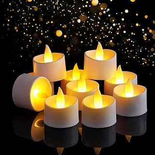 Dual-Flame Flickering Flameless LED Tealight Candles, Battery Operated Tea Lights with Warm Yellow Glow, 200+ Hour Long-Lasting Fake Candles for Home Wedding Votive Decor (White, 12 Pack)