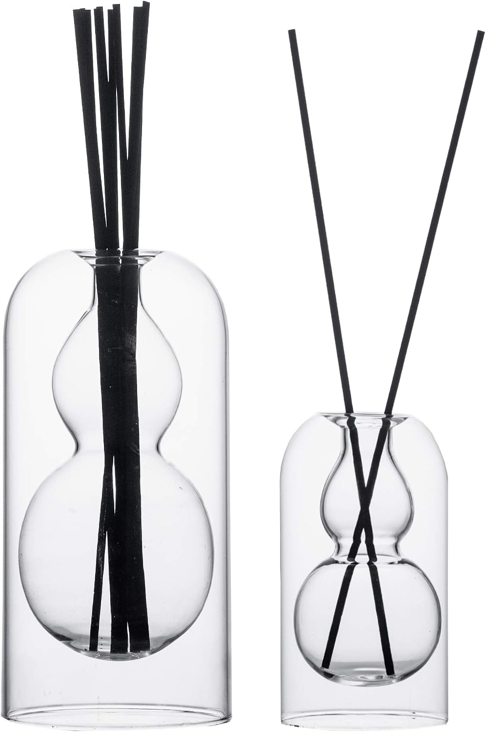 Empty Glass Fragrance Reed Diffuser Bottles,for Essential Oil, with 16pcs Black Reed Sticks,Minimalist Decor,2pcs/Set.
