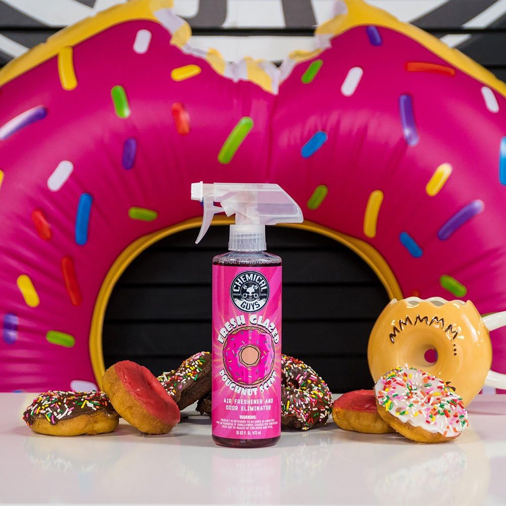Chemical Guys AIR23304 Fresh Glazed Doughnut Scent Premium Air Freshener and Odor Eliminator, (Great for Cars, Trucks, SUVs, RVs, Home, Office, Dorm Room & More) 4 fl oz