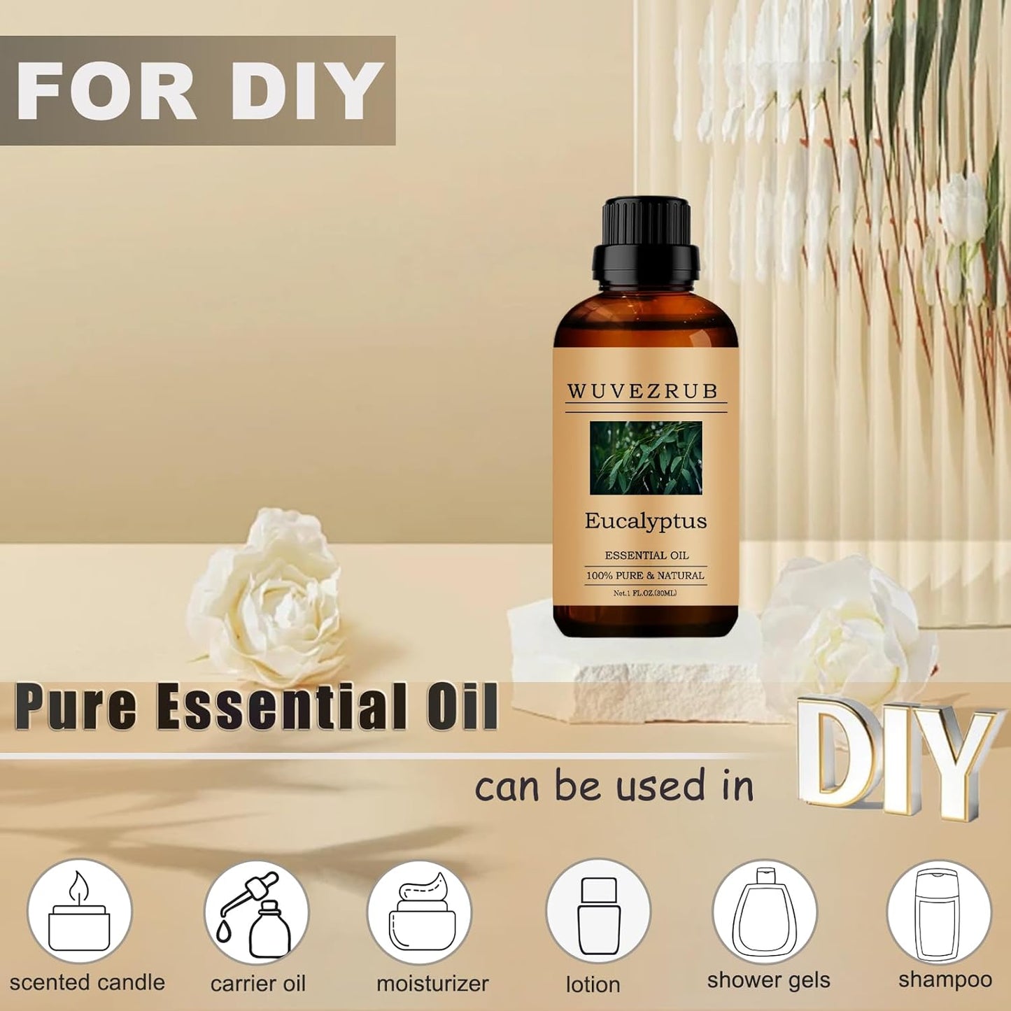 Eucalyptus Essential Oil, 30ML 100% Pure and Natural, for Aromatherapy Diffuser, Skin Care, Cold Relief