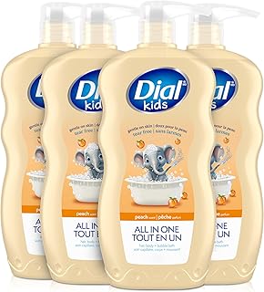 Dial Kids 3-in-1 Body + Hair + Bubble Bath, Peach, 24 fl oz (Pack of 4)