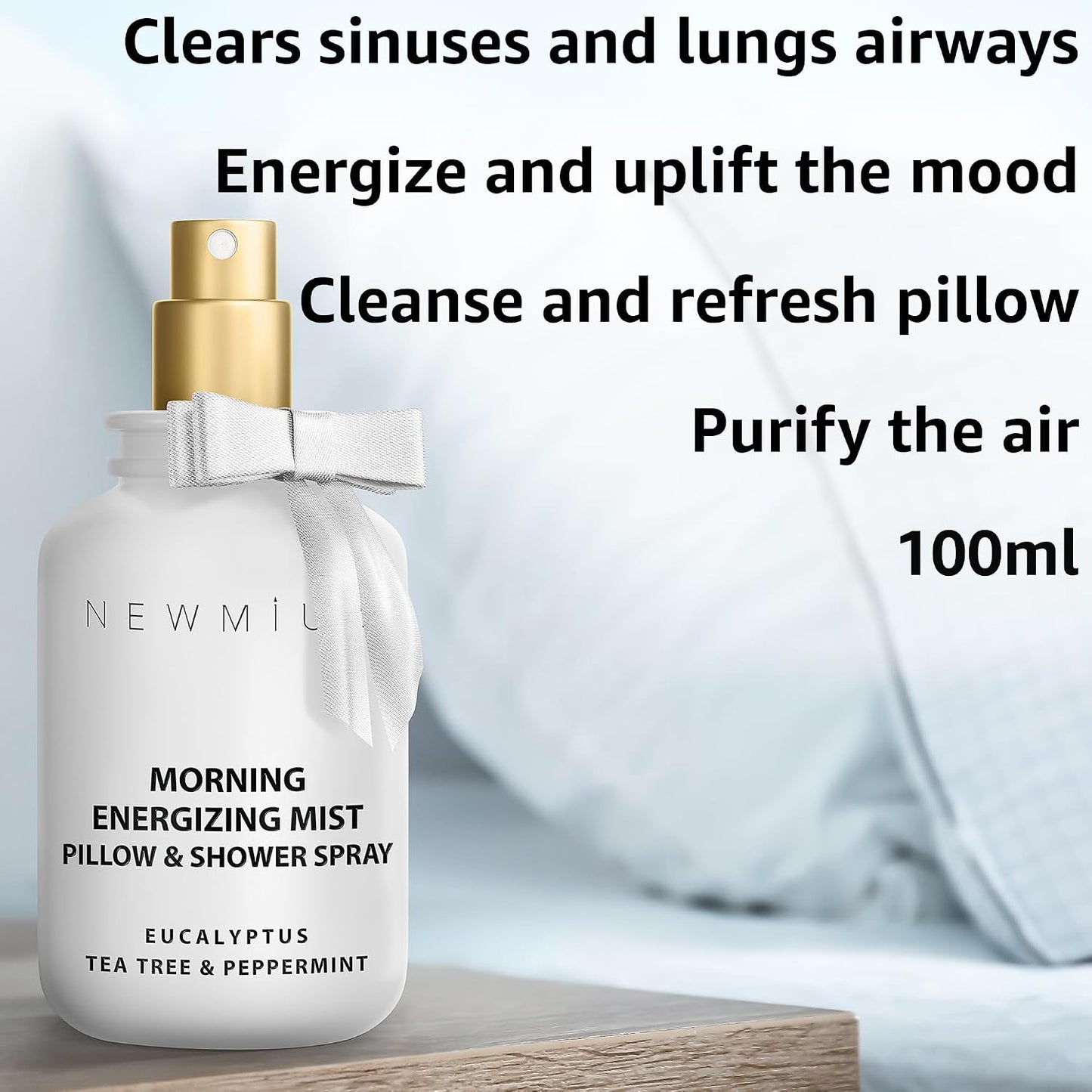 Energizing Shower & Pillow Spray Peppermint Eucalyptus Tea Tree Essential Oils Natural Fast Acting Aromatherapy Mist for Relaxation Calming Stress Clear Sinus Cooling Relief Luxury Self Care Gift