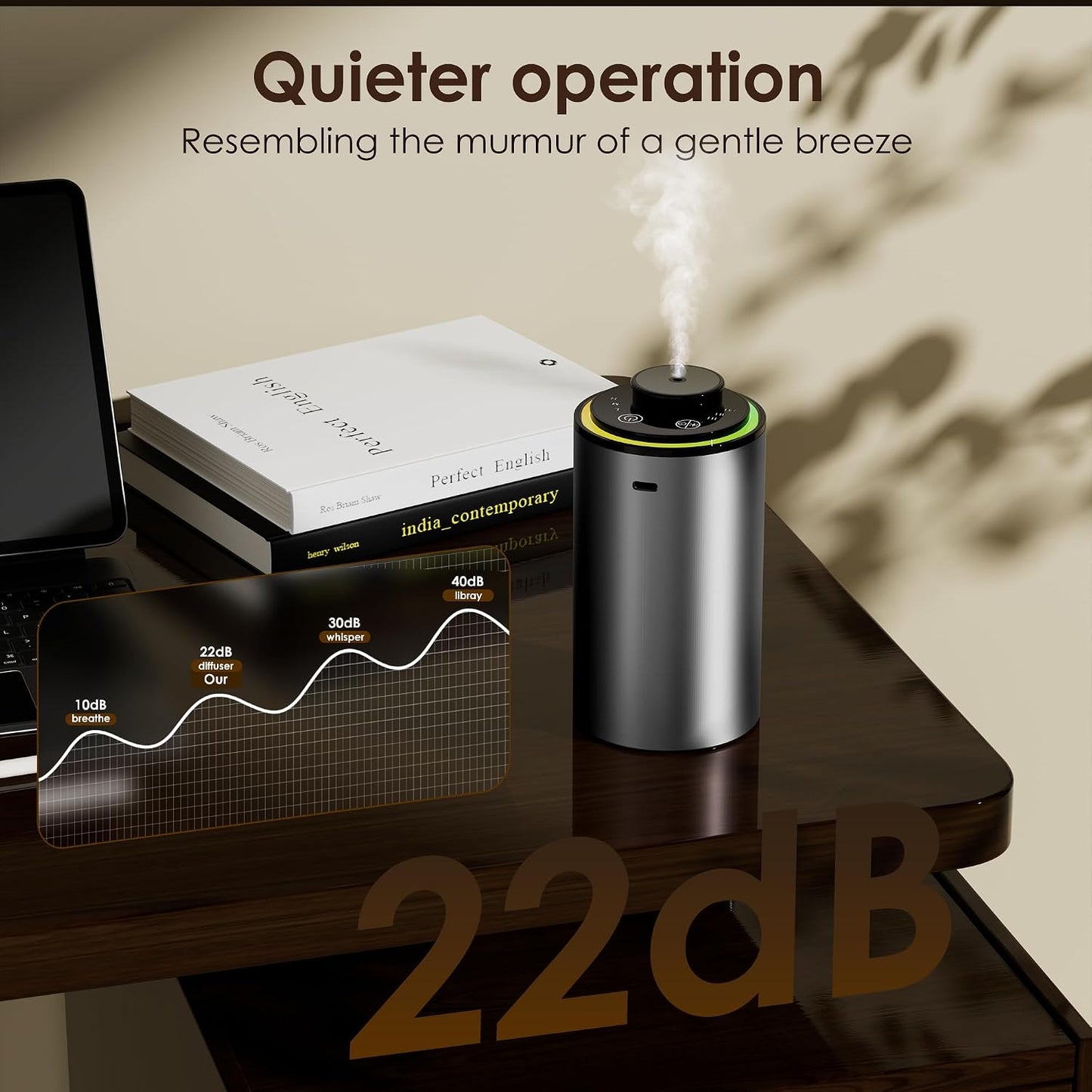 Waterless Essential Oil Diffuser, Portable Aromatherapy Diffuser,3 Countdown Timers & 3 Mist Levels for Home, Room, Car, Office
