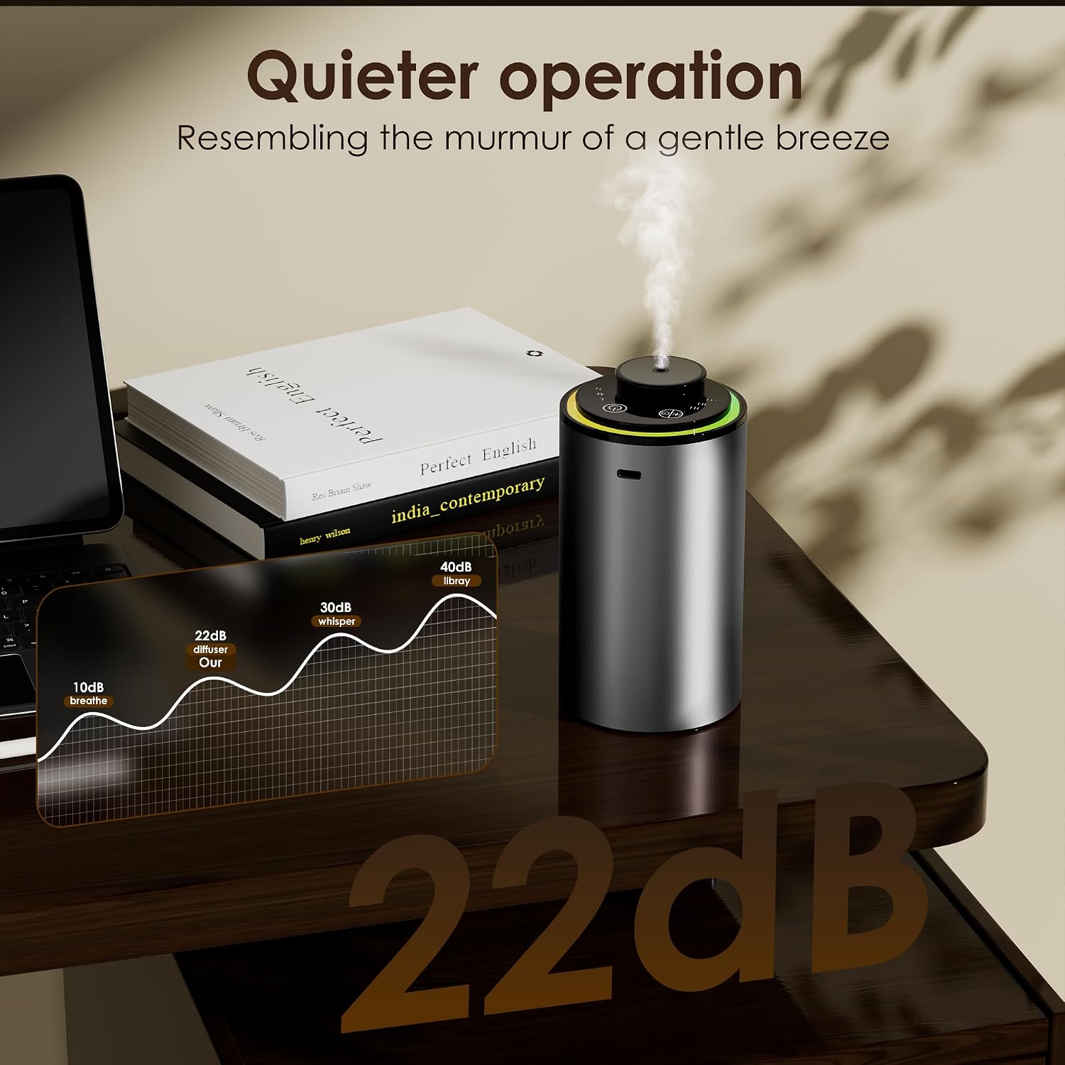 Waterless Essential Oil Diffuser, Portable Aromatherapy Diffuser,3 Countdown Timers & 3 Mist Levels for Home, Room, Car, Office
