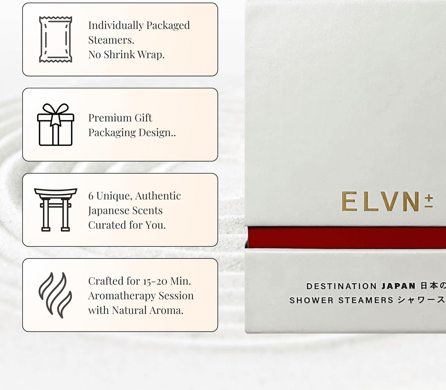 ELVN± Aromatherapy Shower Steamers - 12 Unique Japanese and Taiwan Scents - Natural Shower Bombs for Stress Relief, Focus & Sleep - Luxury Self Care Gifts for Women & Men - Sustainable Spa Kit