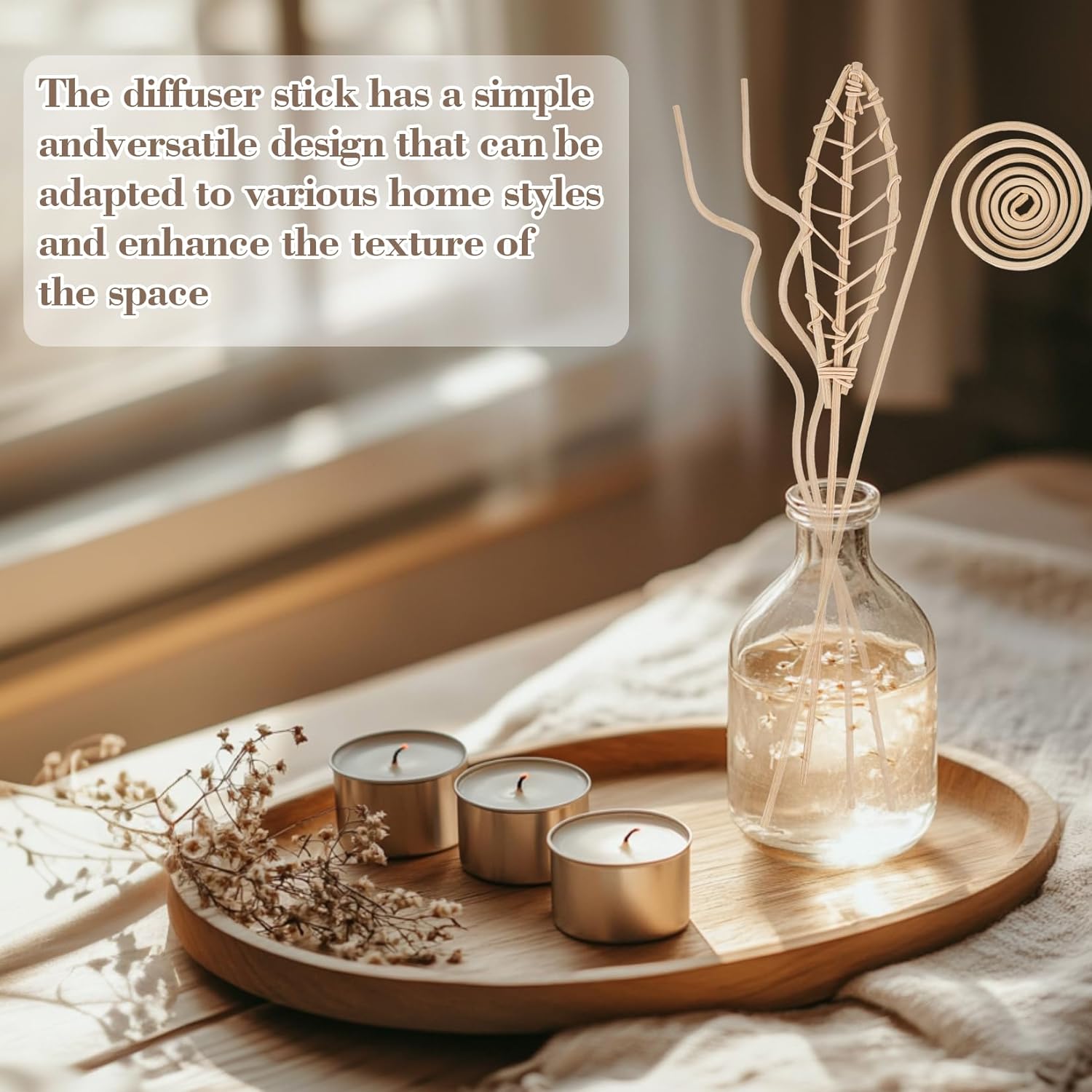 Reed Diffuser Sticks - 20PCS Rattan Reed Diffuser Sticks Natural Rattan Wood Essential Oil Diffuser Sticks, Keep Fragrance Scent for Home, Living Room, Bathroom, Bedroom, Office, Decor