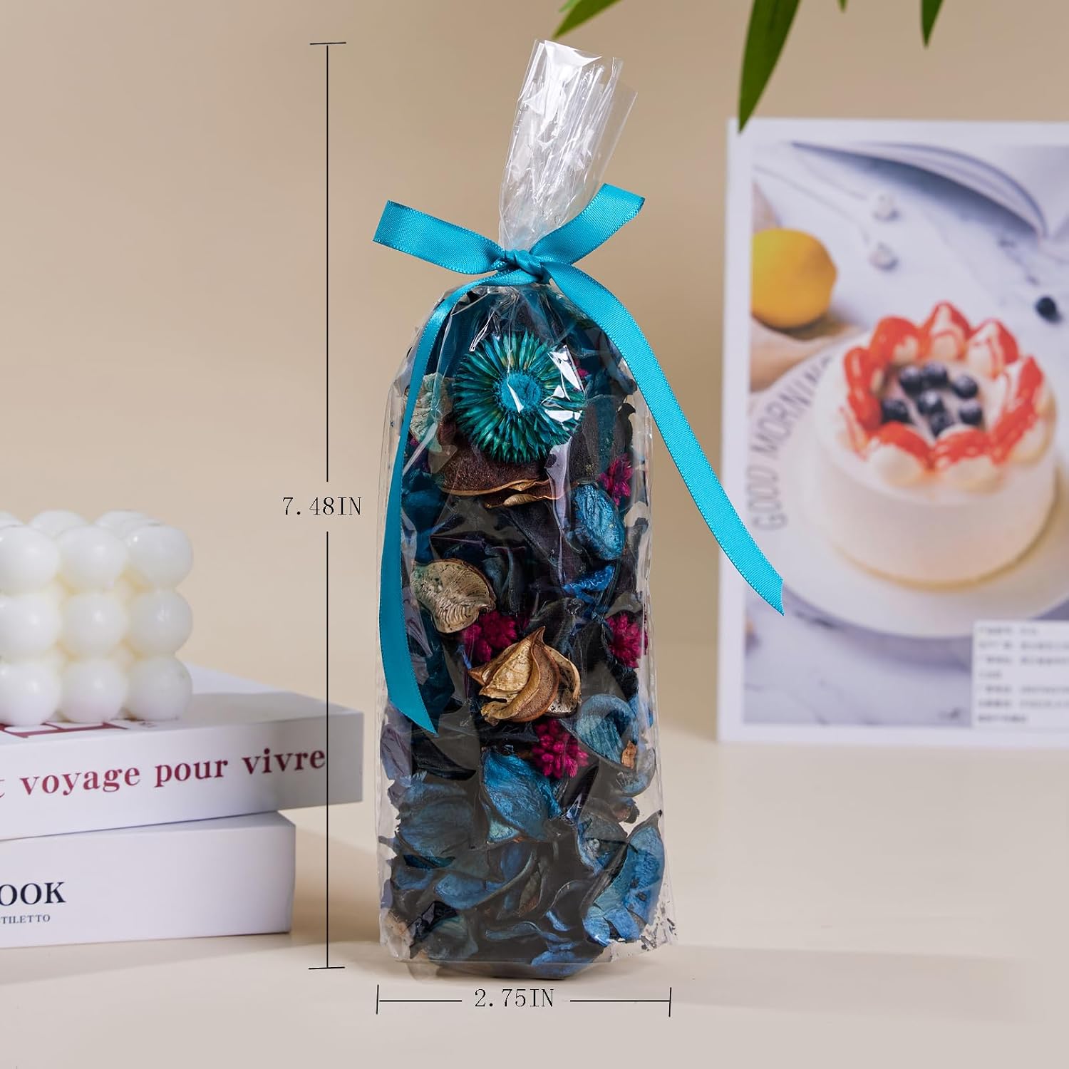 Potpourri Bags, Ocean Breeze Scented Potpourri Bowl Filler Dried Flowers, Vase Filler Decorative, Fragrance Decor for Home Living Room Office, Blue Coastal Beach Decor - 2.8oz (Blue)