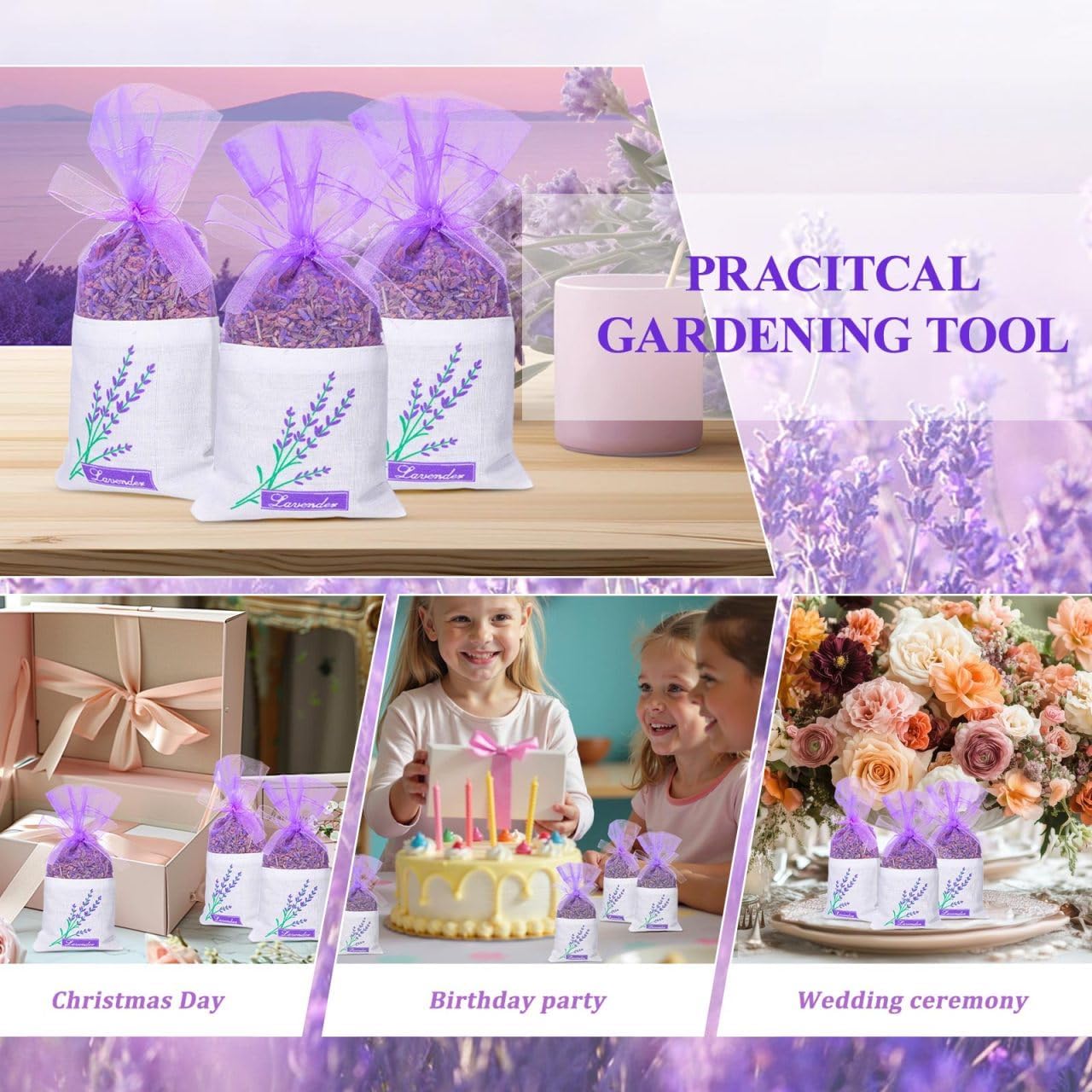75Pcs Empty Lavender Sachet Bags, Purple Organza Drawstring Pouches for Dried Flowers, Potpourri and Closet Storage, Wedding Party Gift, Jewelry and DIY Crafts