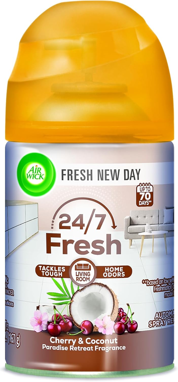 Air Wick Automatic Air Freshener Spray Refill, 1ct, Paradise Retreat, Odor Neutralization, Essential Oils
