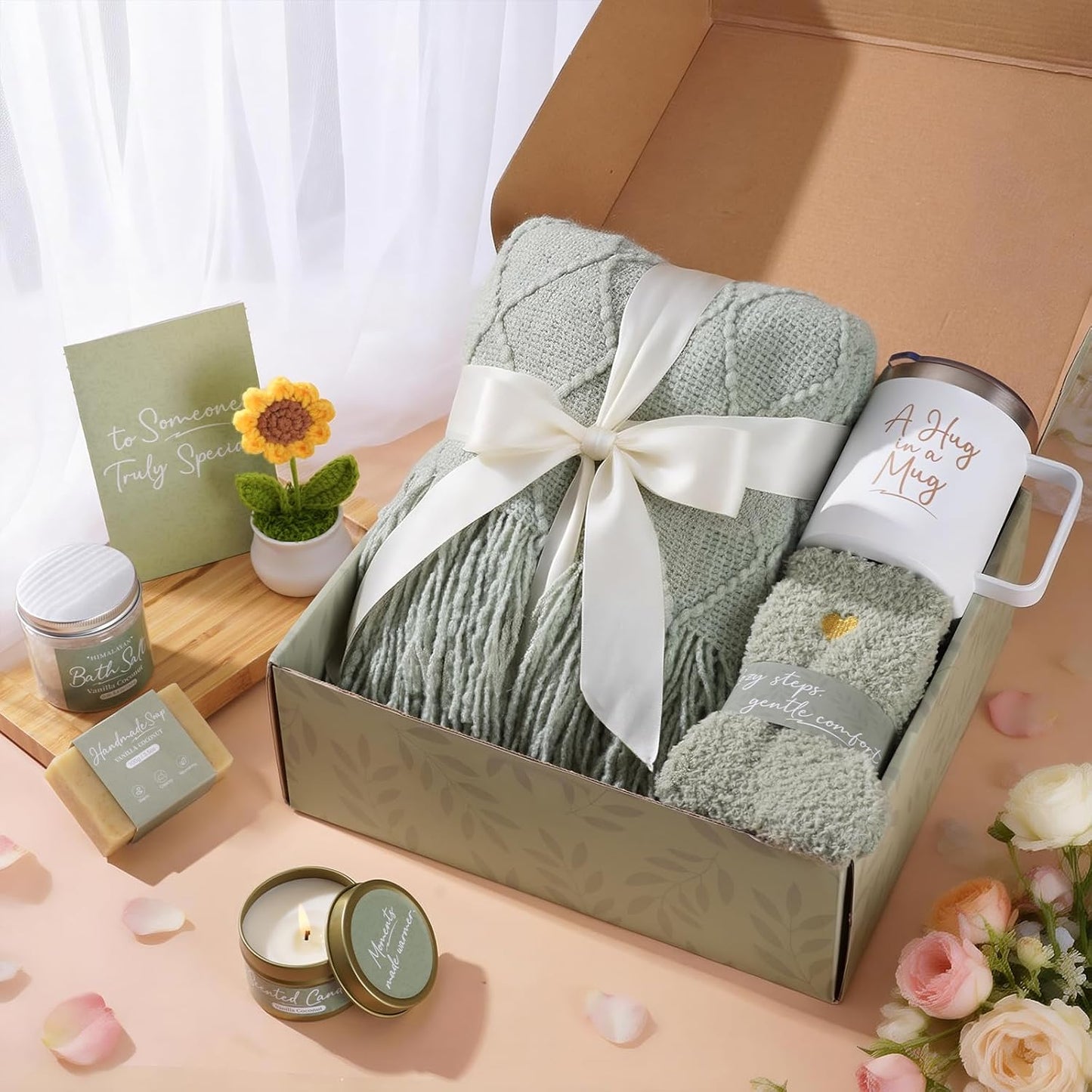 Get Well Gifts for Women After Surgery, Sending Sunshine Relaxing Gift Baskets for Mom Women Her Best Friend Wife Daughter Birthday Gifts Self Care Kit, Get Well Soon Spa Basket Care Package