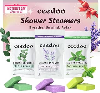Shower Steamers Aromatherapy 6 Pack - Mother's Day for Teens & Adults, Birthday Gifts for Women - Natural Essential Oil Shower Bombs for Stress Relief & Relaxation, Home Spa Self-Care