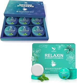 Shower Steamers Aromatherapy 6 Pack - Breathe Easy & Relaxation with Eucalyptus Menthol Essential Oils+Shower Steamers Aromatherapy, 6 Pack Shower Bombs Organic with Menthol & Eucalyptus Essential Oil