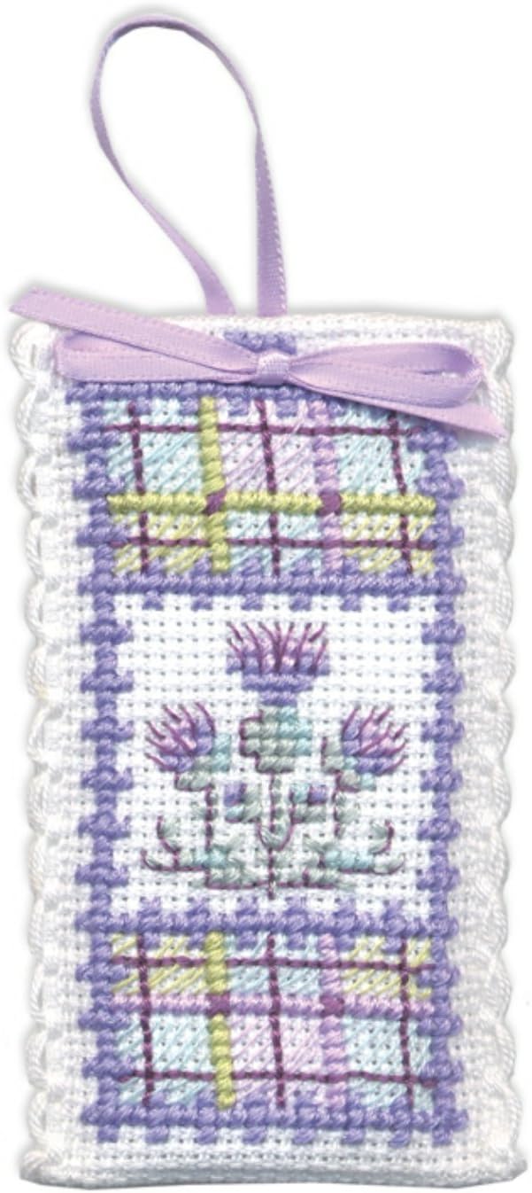Lavender Sachet Counted Cross Stitch Kit - Tartan Thistles