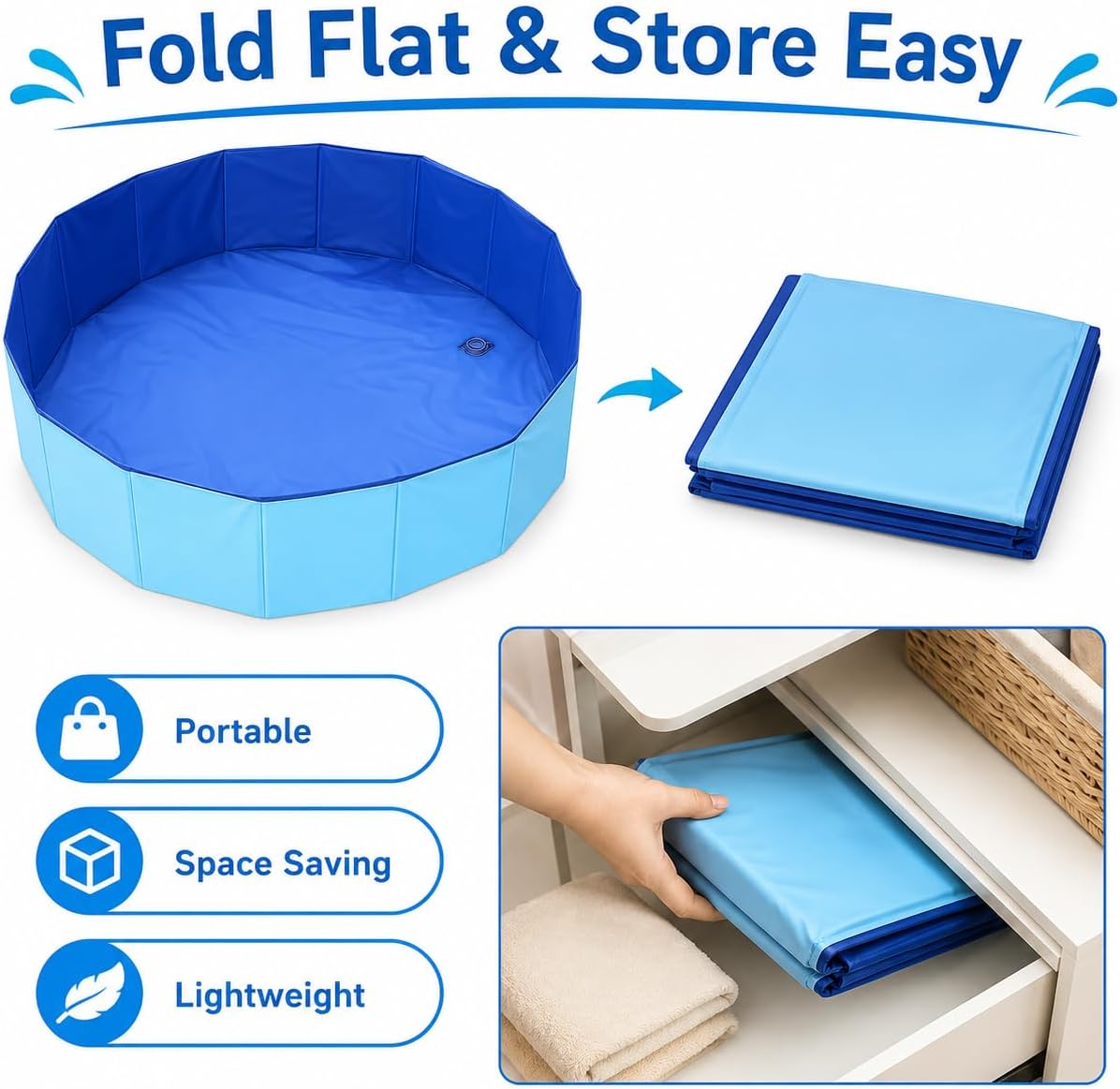23.6" Foldable Pool Foot Bath for Above Ground Pool Accessories, Portable Large Foot Soaking Bath Basin Pool Foot Wash Basin Tub for Pool Entry Ladder
