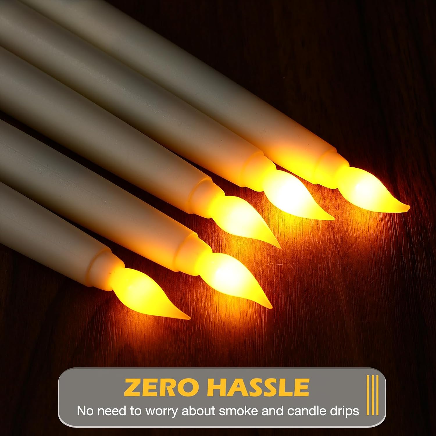 Tuanse 50 Pcs Flameless Taper Candles with Remote Timer and Dimmer Ivory Battery Operated CandleSticks LED Flickering Flameless Candle for Wedding Home Christmas Halloween Party Decor (8.5 Inch)